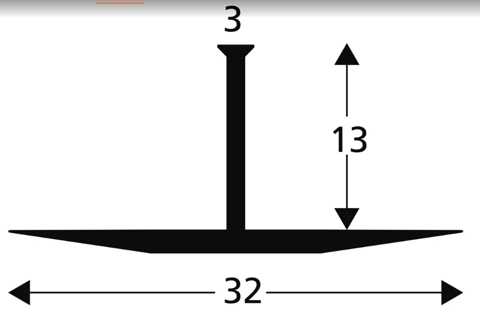 Škárovací profil "T" pod dlažbu | Špárfix | krížový CROSS profil | špára 3 | dľžka 595 mm